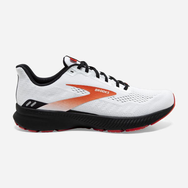 Brooks Launch 8 Mens Light Cushion Road Running Shoes - White/Black/Red Clay - Philippines (853967MA